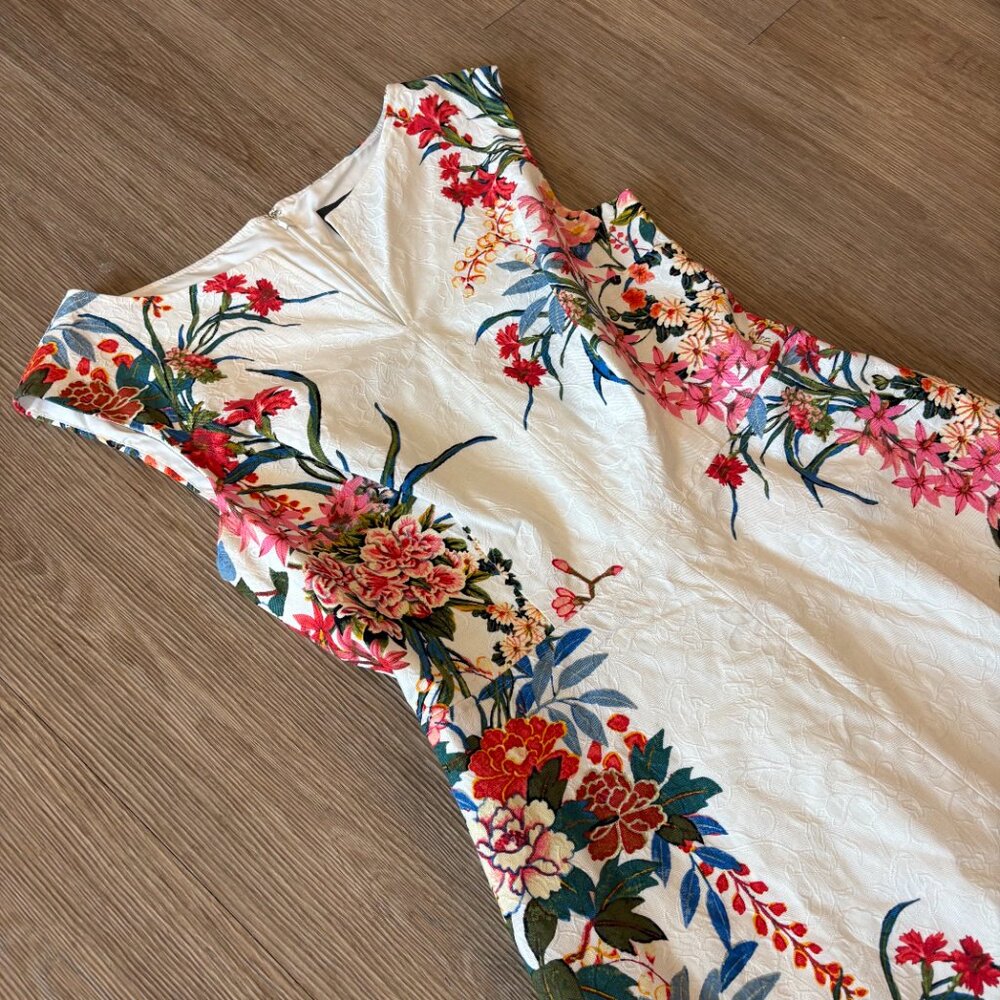 Adrianna Papell Floral Jacquard Fit & Flare Dress - Size 10 - Picture 5 of 7